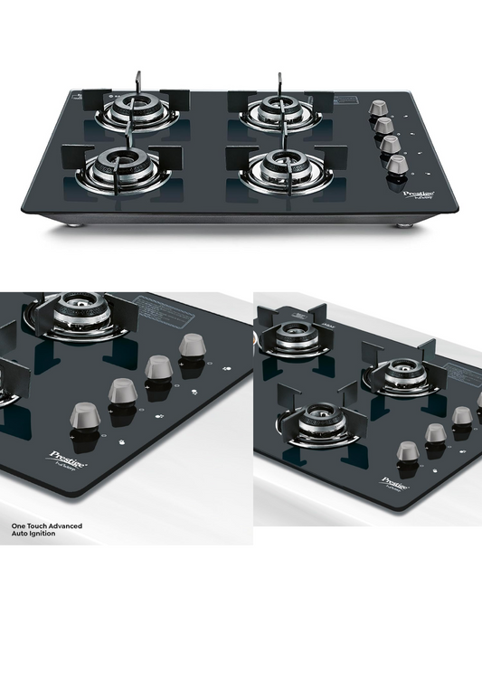 Prestige Desire Hobtop PHTD 02 AI (Toughened Glass Top, 4 Sabaf Burners, Auto Ignition) Glass Automatic Hob  (4 Burners)