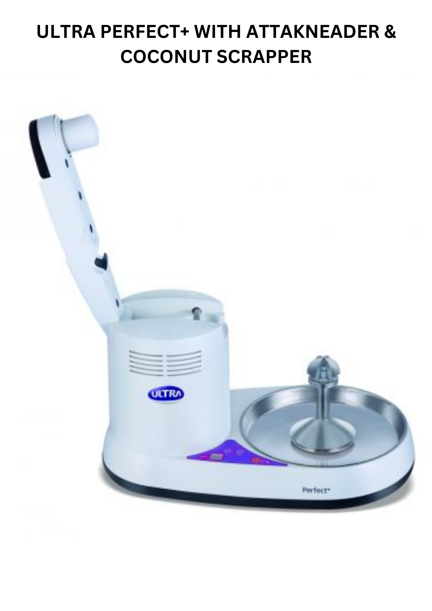 ULTRA Perfect+Timer, Table Top 2L capacity with Atta Kneader & Coconut Scrapper, Wet Grinder (WHITE & PURPLE)