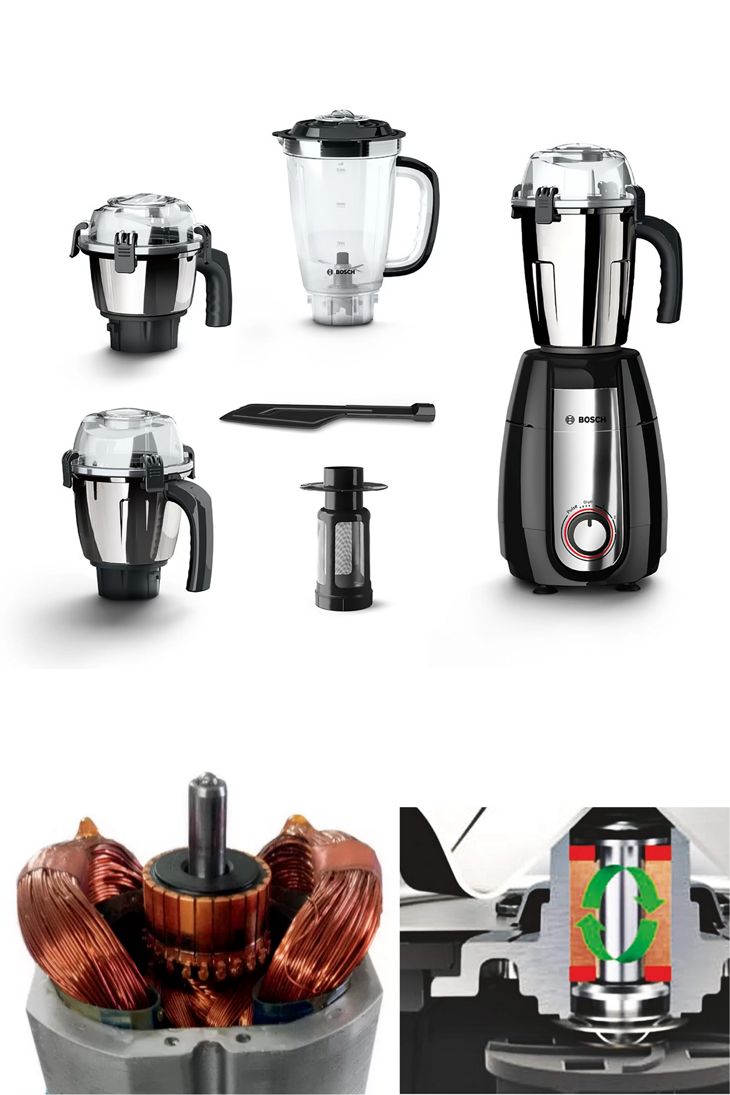 Bosch Mixer Grinder TrueMixx Pro 1000 W Black (4 Jars) ~ Model Id ~ MGM8846MIN