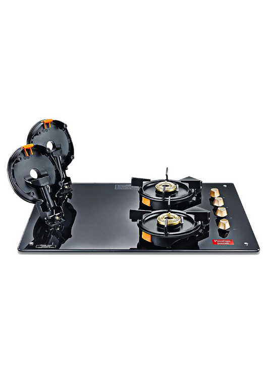 Prestige Svachh Hob PSVH-OZ AI Toughened Glass Top Auto Ignition System & 4 Brass Burner Glass Automatic Hob (4 Burners)