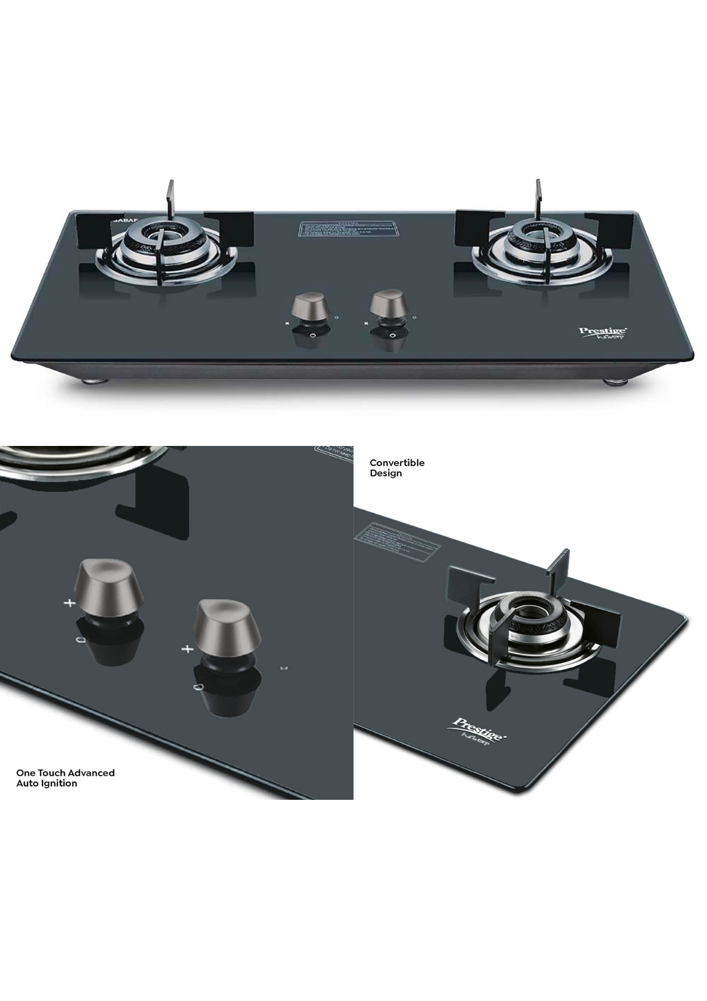 Prestige Desire Hobtop PHTD 02 AI (Toughened Glass Top, 2 Sabaf Burners, Auto Ignition) Glass Automatic Hob (2 Burners)