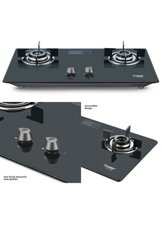 Prestige Desire Hobtop PHTD 02 AI (Toughened Glass Top, 2 Sabaf Burners, Auto Ignition) Glass Automatic Hob  (2 Burners)