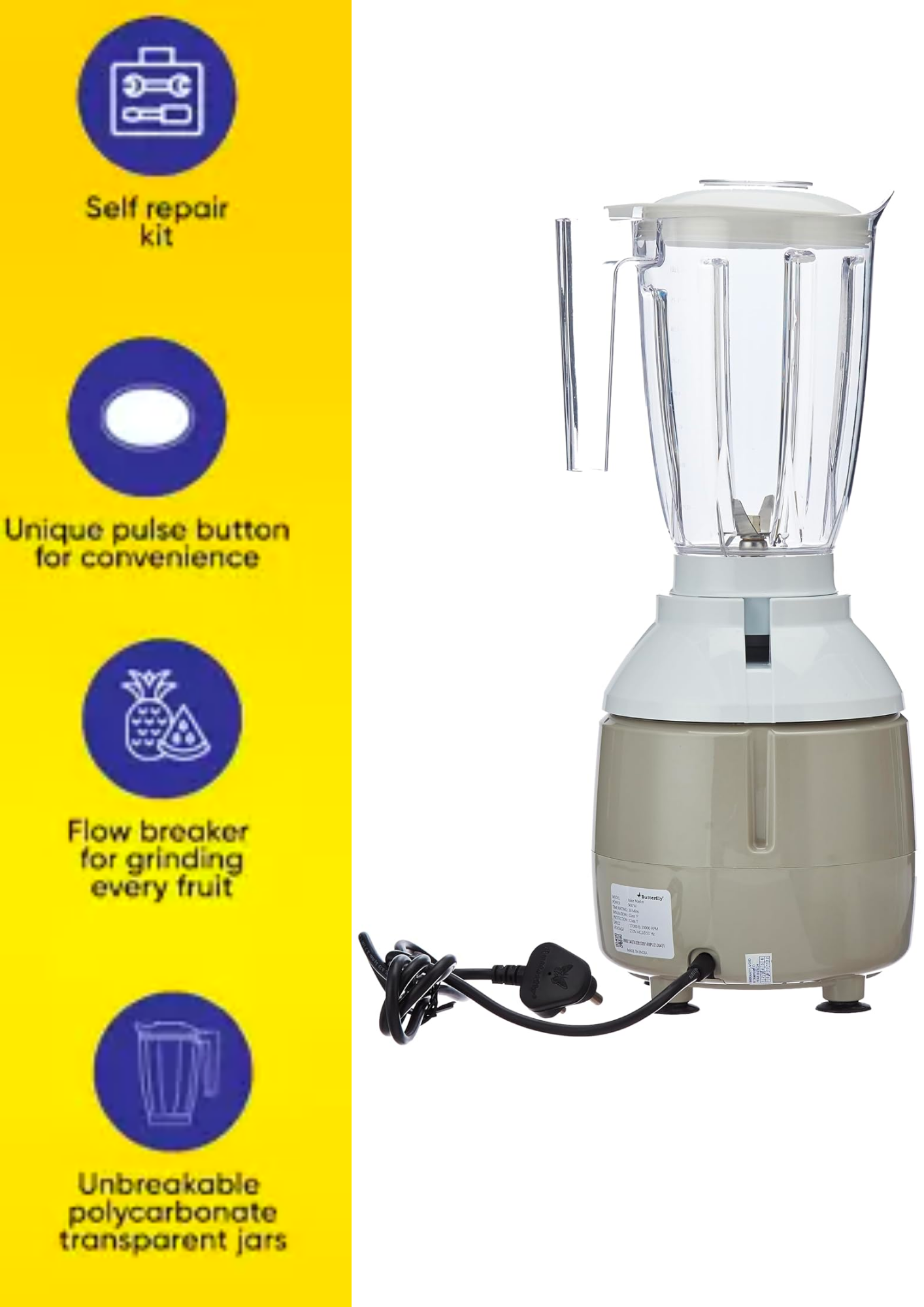 Butterfly Juice Master Commercial Watts 900 Juicer (2 Jars, Grey)