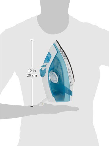Black+Decker BXIR1602IN 1600-Watt Vertical Steam Iron Press with Anti Drip, Self Clean, Steam Burst & Non-Stick Sole Plate | 2 year Warranty (Blue)