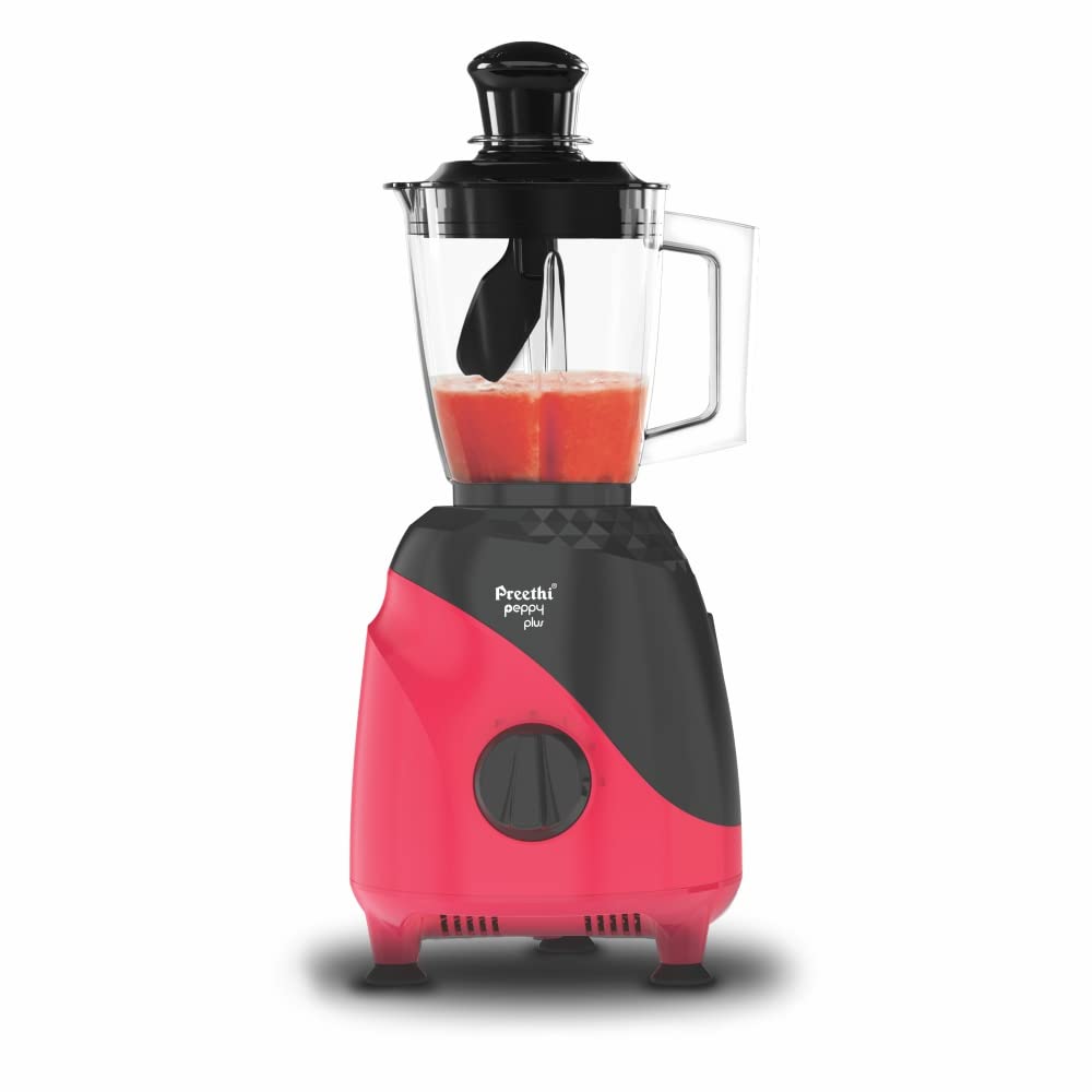 Preethi Peppy Plus MG-246 Mixer Grinder, 750 watt, Red-Black, 4 Jars - Super Food Jar with Texture Builder & 3D Airflow Technology, Vega W5 Motor with 5yr Warranty & Lifelong Free Service, Standard