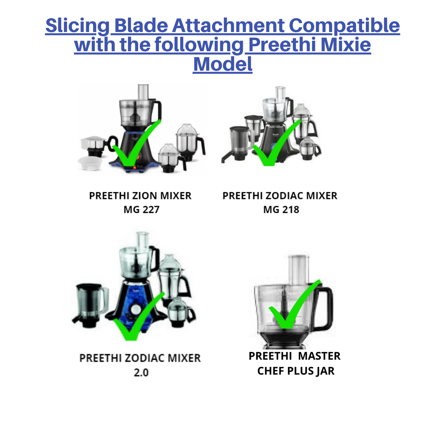Touch N Feel Replacement Slicing Blade Attachment compatible with Preethi Zodiac Mixer Grinder's & MasterChef Plus jar- 2.4mm Thick Mixer Blender Blade