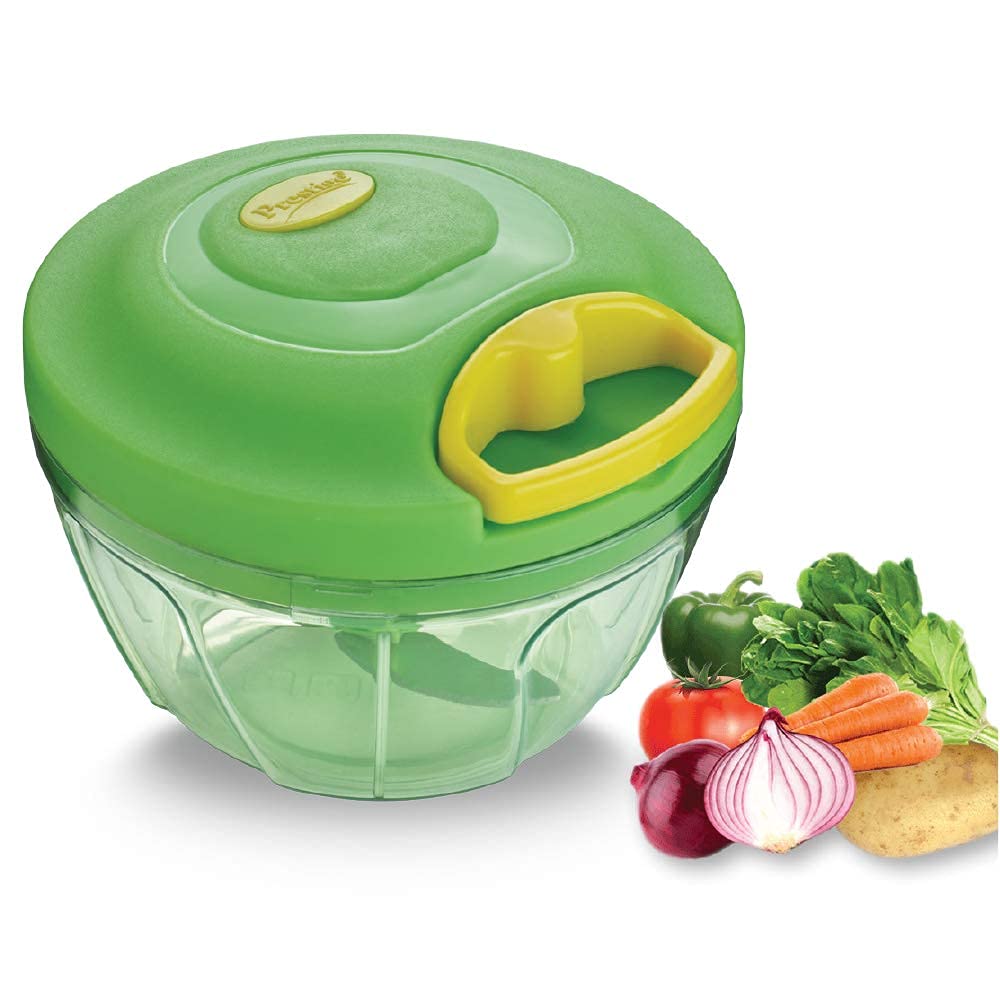 Prestige PVC 7.0 Veggie Cutter with 3 Stainless Steel Blades|Capacity-450ML|Green