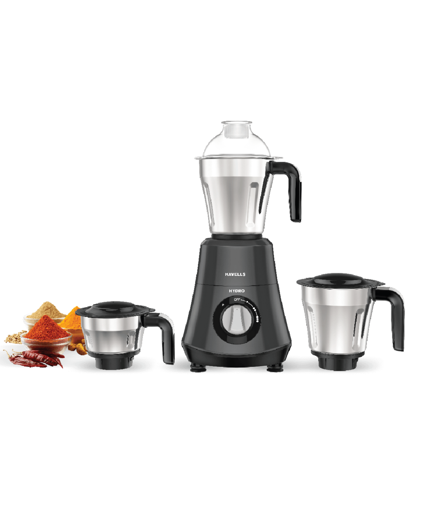 HAVELLS Hydro 750 Juicer Mixer Grinder (3 Jars, GRAY)