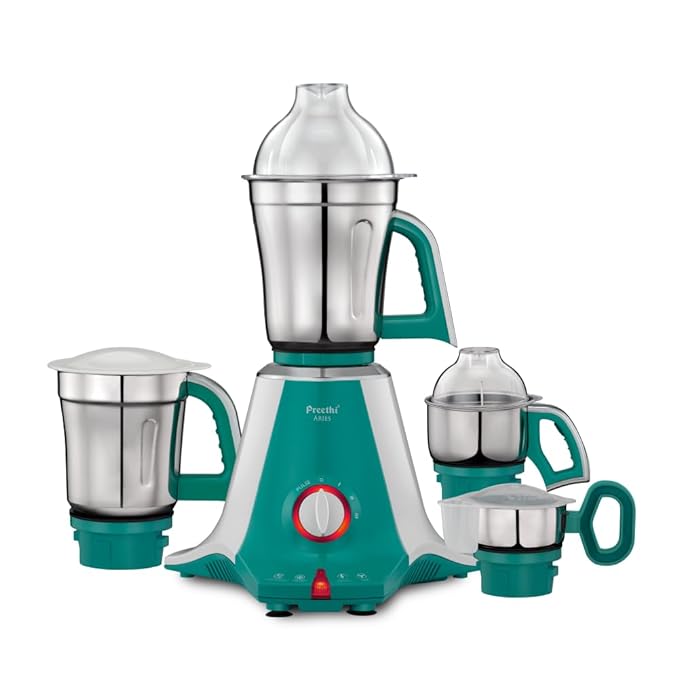 Preethi Aries MG 216 mixer grinder 750 watt, Green, 4 Jars, Vega W5 motor with 5yr Warranty & Lifelong Free Service
