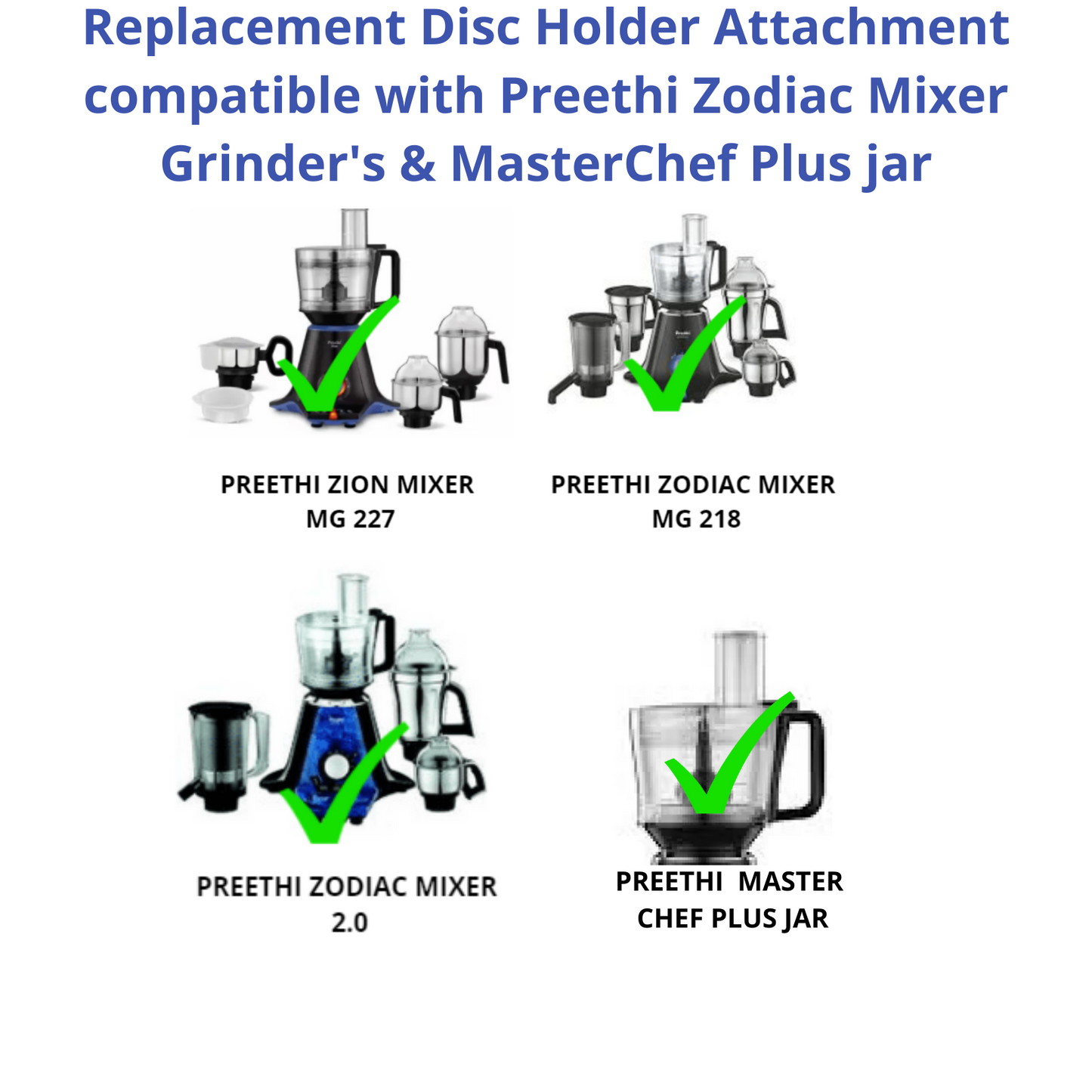 Touch N Feel Replacement Disc Holder Attachment compatible with Preethi Zodiac Mixer Grinder's & MasterChef Plus jar Mixer Blender Blade