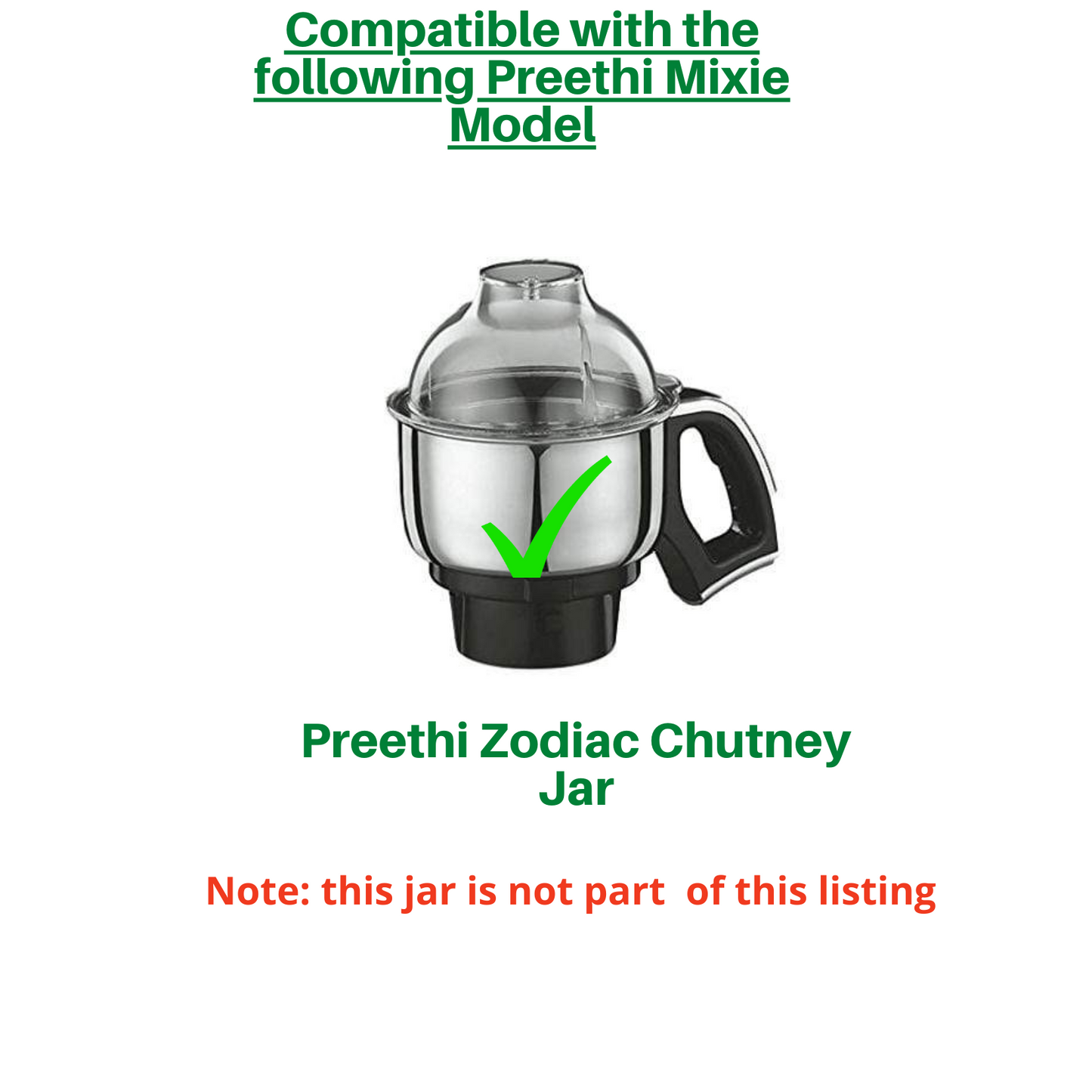 Touch N Feel Replacement Dome Lid with Gasket Compatible with Preethi Zodiac / Zion / Zodiac 2.0 / Steele Supreme Chutney jar Mixer Jar Lid