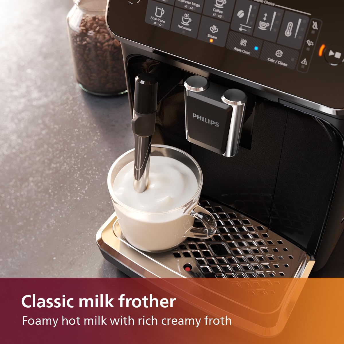 PHILIPS Latte Go Fully Automatic Bean to Cup Espresso Coffee Machine, 3 one touch button coffees (Cappuccino, Black coffee, Espresso),15 bars,Ceramic Grinder- 2 year brand warranty - EP2230/10