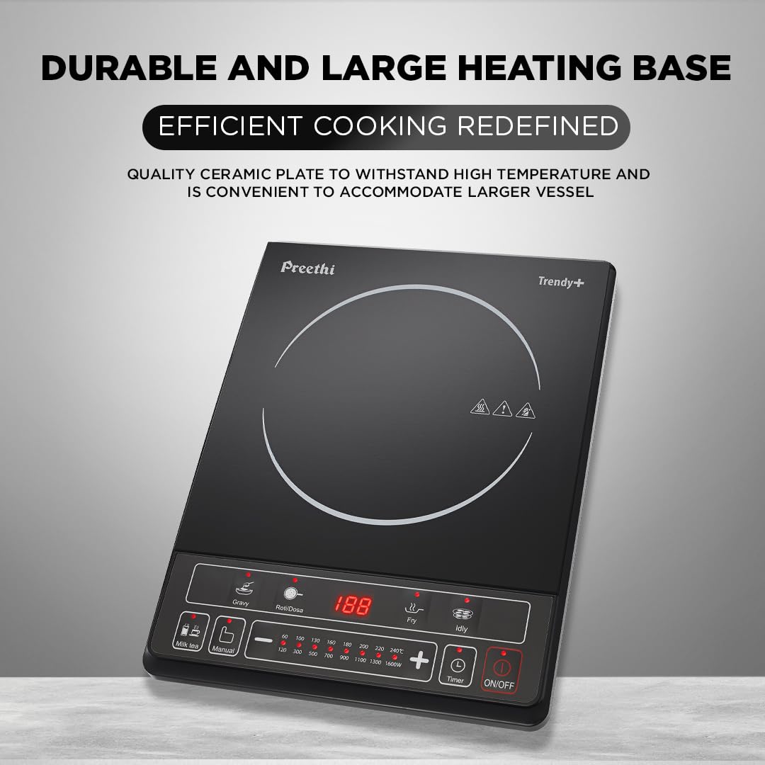 Preethi Ceramic glass Trendy Plus 116 1600-Watt Induction Cooktop (Black)