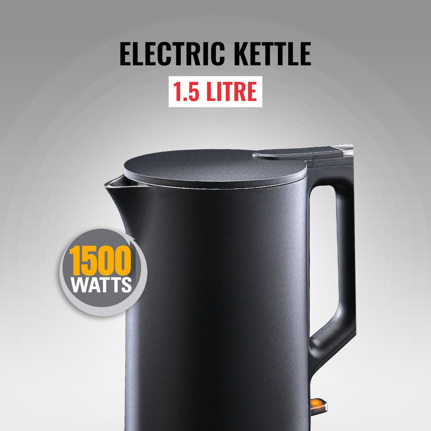 Sujata 1500 W Electric Kettle EK01 Black 1.5 Litre | Strix Controller | Cool Touch | 3 Way Auto Shut Off | Stainless Steel | 360 Degree base