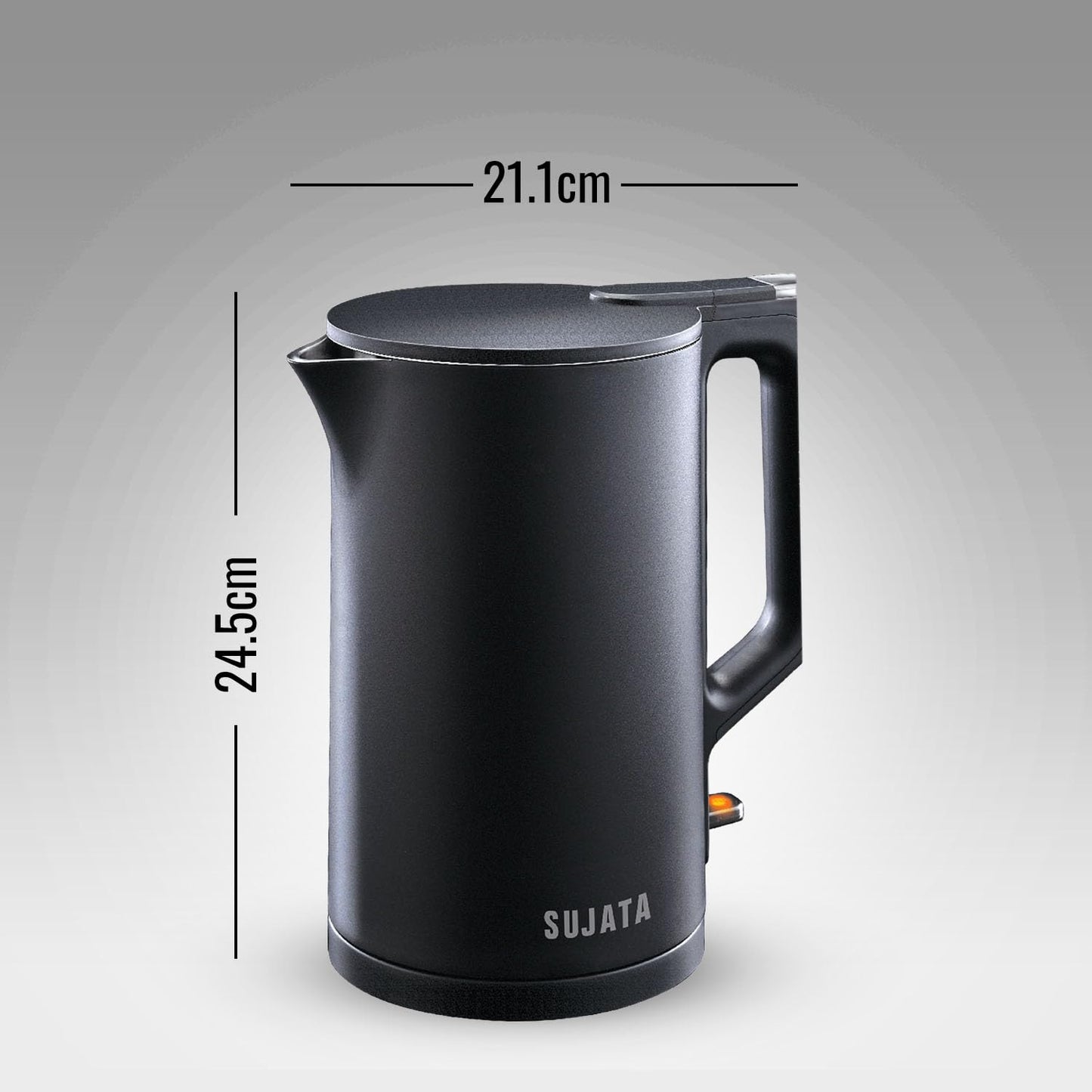 Sujata 1500 W Electric Kettle EK01 Black 1.5 Litre | Strix Controller | Cool Touch | 3 Way Auto Shut Off | Stainless Steel | 360 Degree base