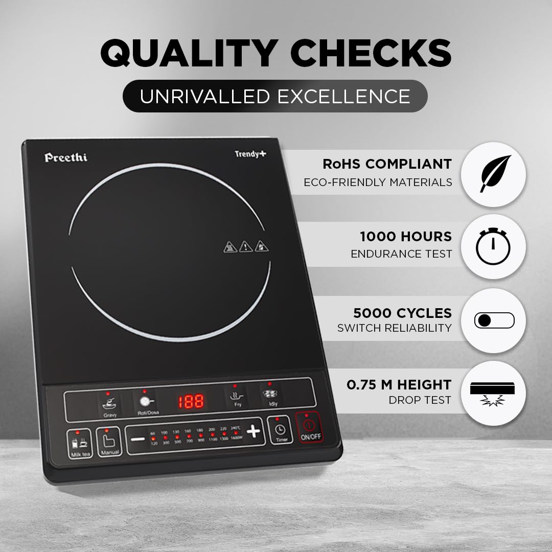 Preethi Ceramic glass Trendy Plus 116 1600-Watt Induction Cooktop (Black)