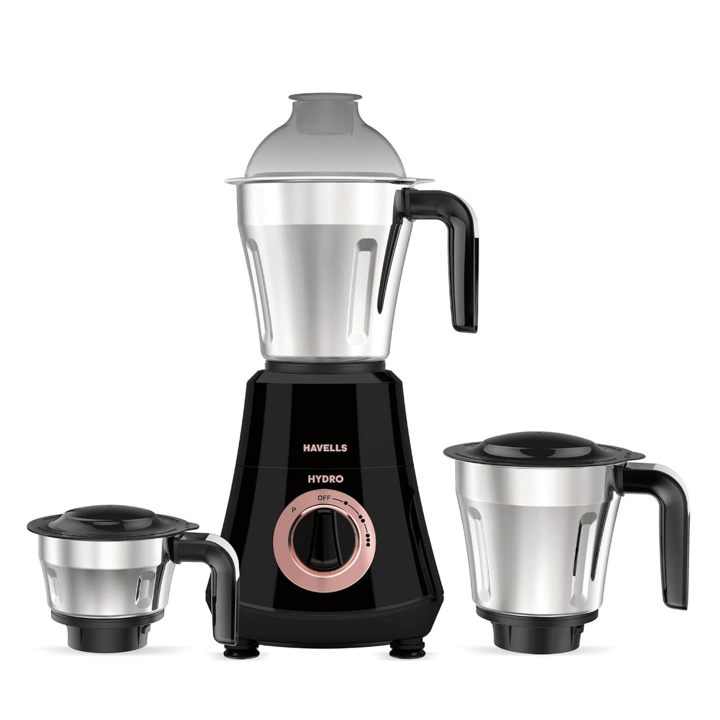HAVELLS Hydro Plus 1000 watt 3 Jar Mixer Grinder with Ball Bearing Motor 1000 Juicer Mixer Grinder (3 Jars, Black)