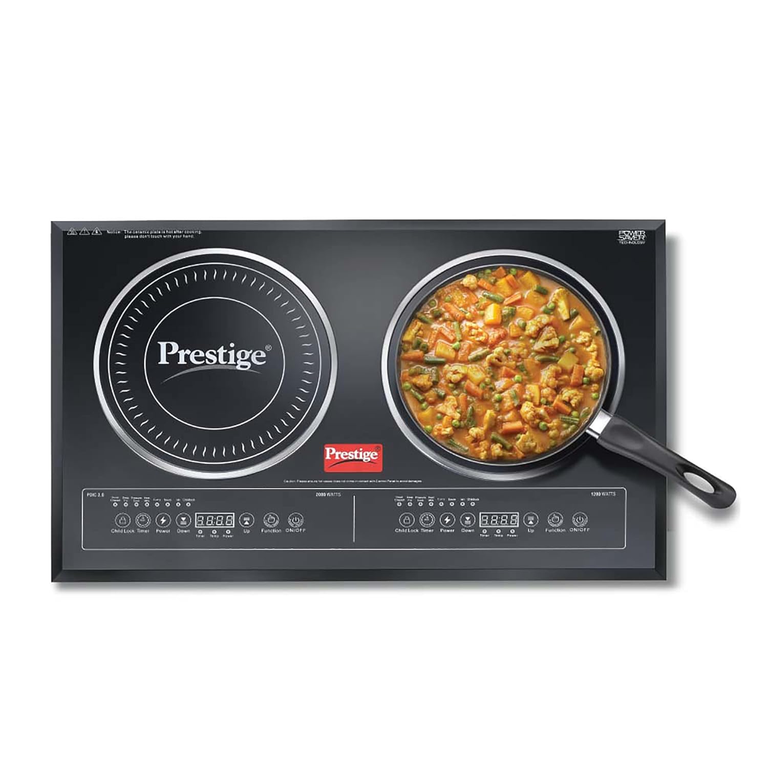 Prestige PDIC Double Induction Cooktop(3200W, Black, Burner
