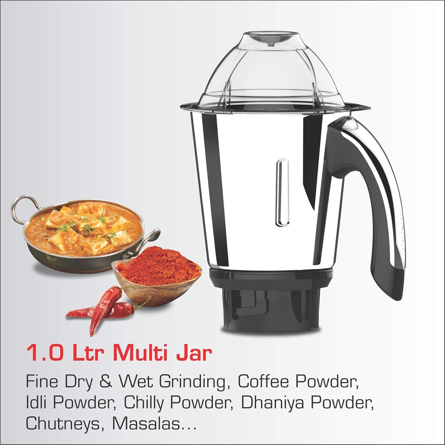 Vidiem MG 523 A VSTAR Chrome 550 Watts Mixer Grinder 110V (Black, 3 Jars)