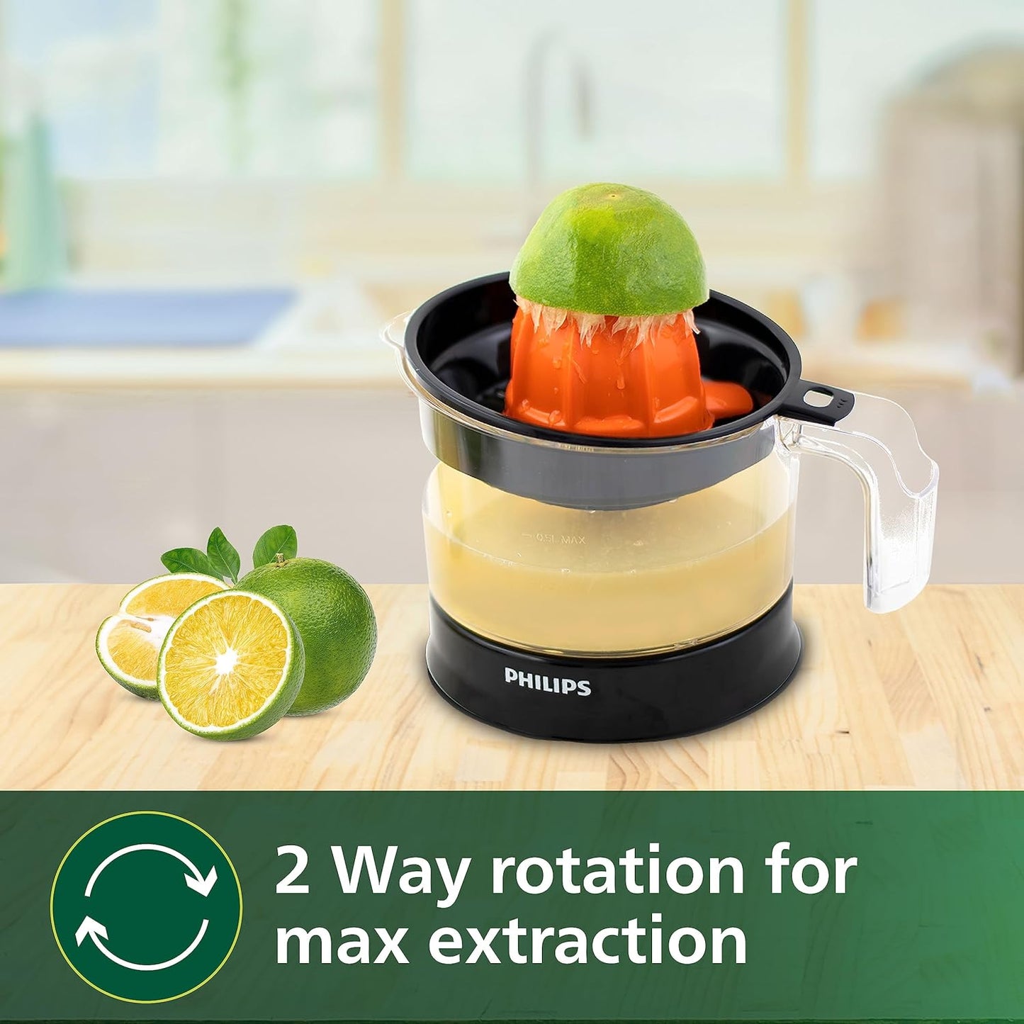 Philips Citrus Press Juicer HR2777/00, 0.5 Litre, 2 Sized Cones for different size fruit
