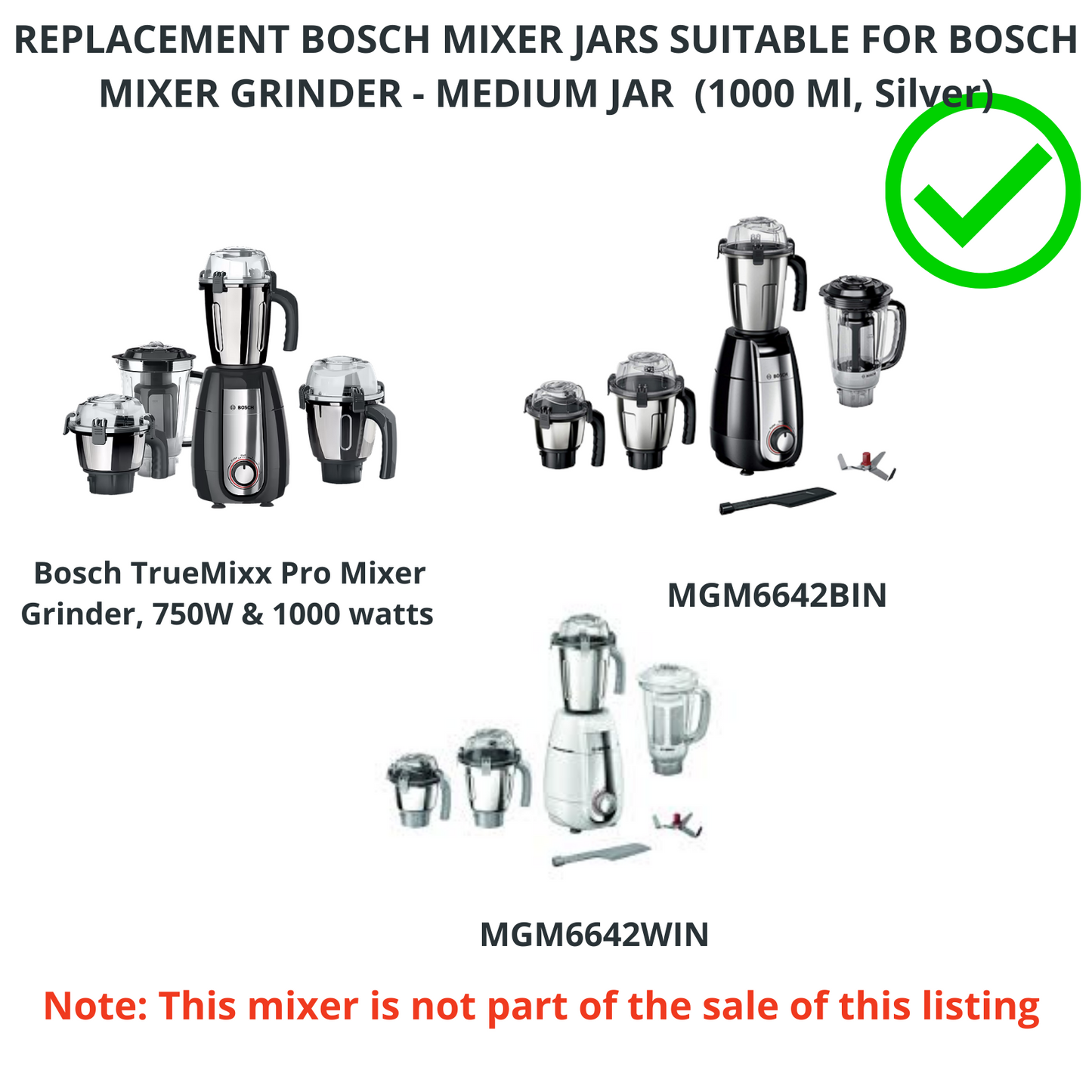 Touch N Feel REPLACEMENT BOSCH MEDIUM JAR Mixer Juicer Jar (1000 ml)
