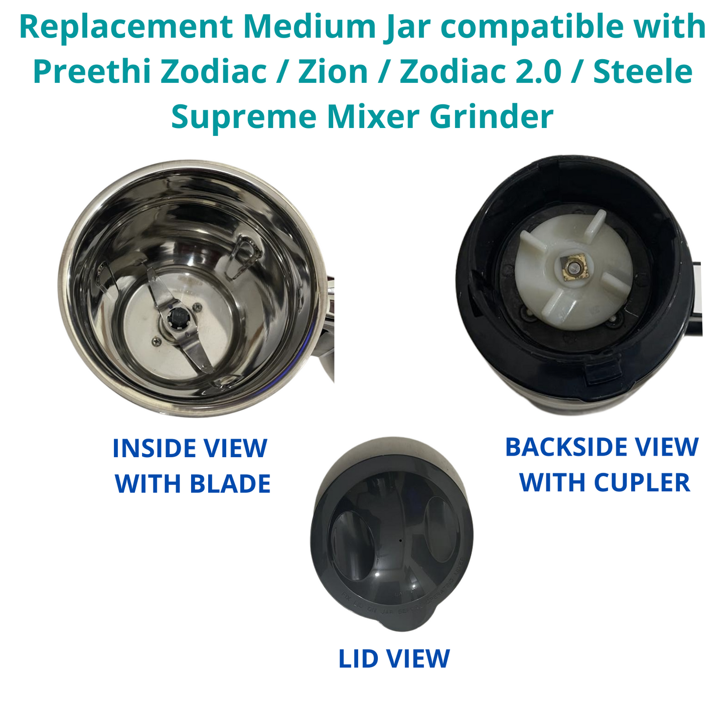 Touch N Feel Replacement Medium Jar compatible with Preethi Zodiac / Zion / Zodiac 2.0 / Steele Supreme Mixer Grinder Mixer Juicer Jar  (800 ml)