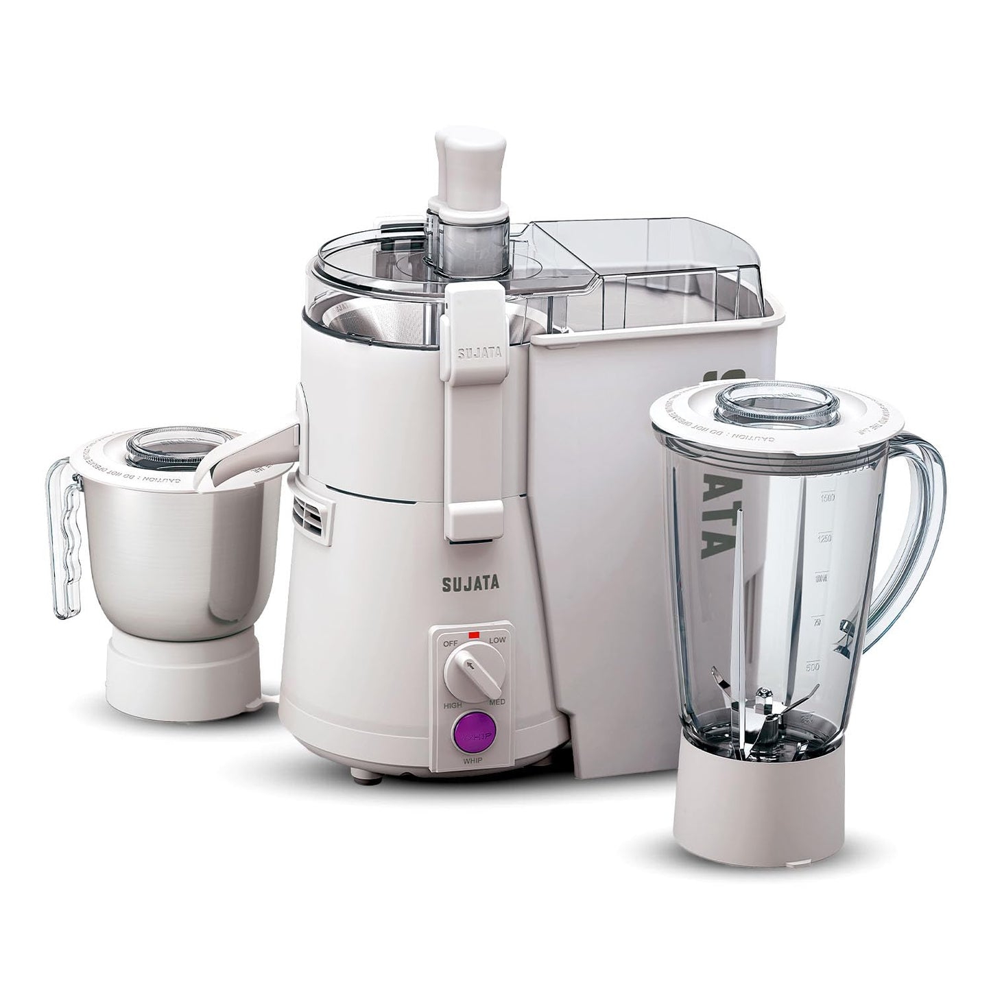 Sujata Powermatic Plus 900 Watts Juicer Mixer Grinder (2 Jars, White)