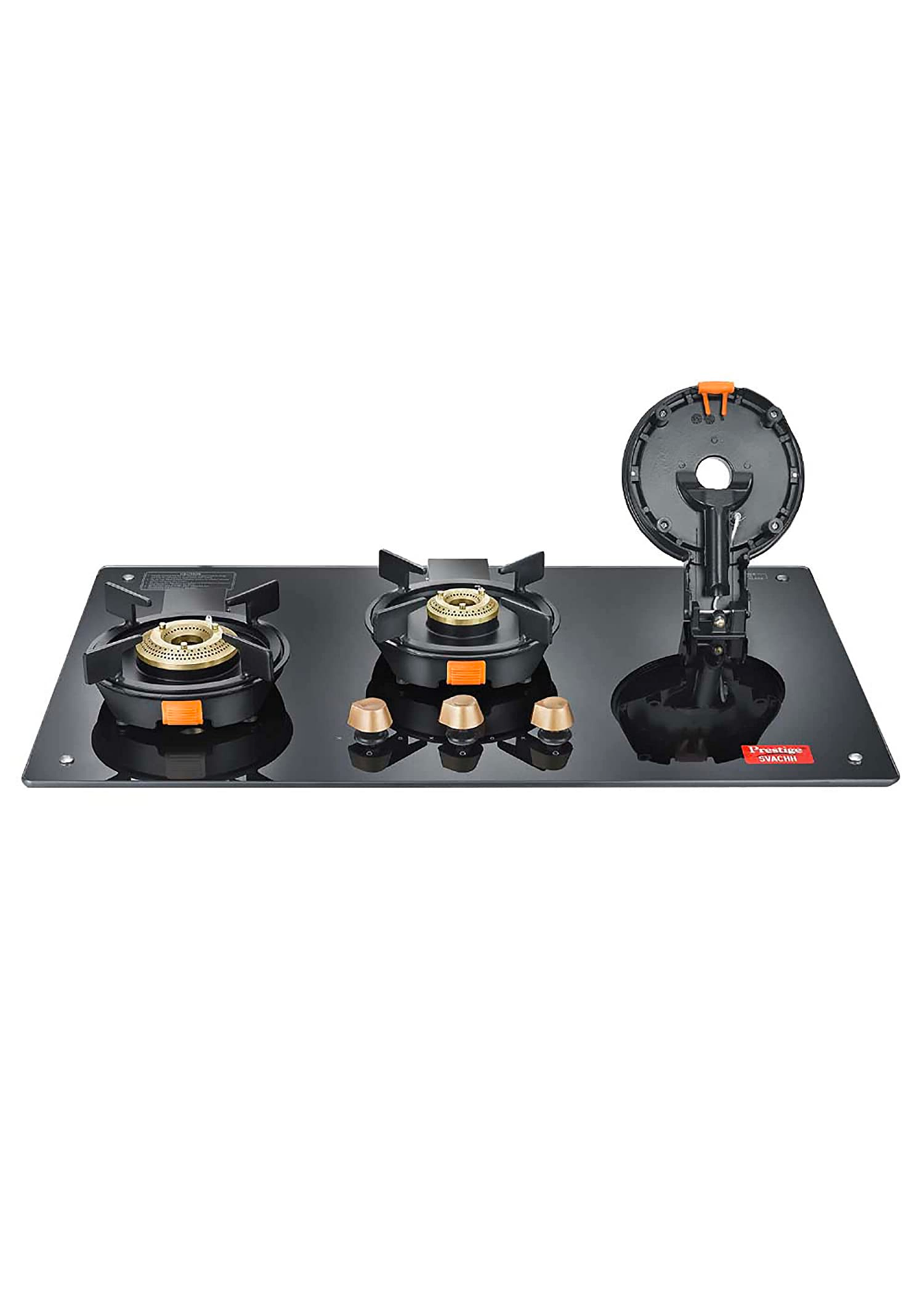 Prestige Svachh Hob PSVH-OZ AI Toughened Glass Top Auto Ignition System & 3 Brass Burners Glass Automatic Hob (3 Burners)
