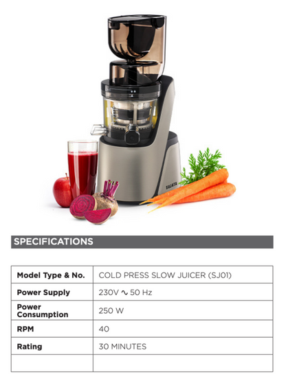 Sujata Cold Press Slow Juicer SJ01 ~ Engineered For Everyday Wellness