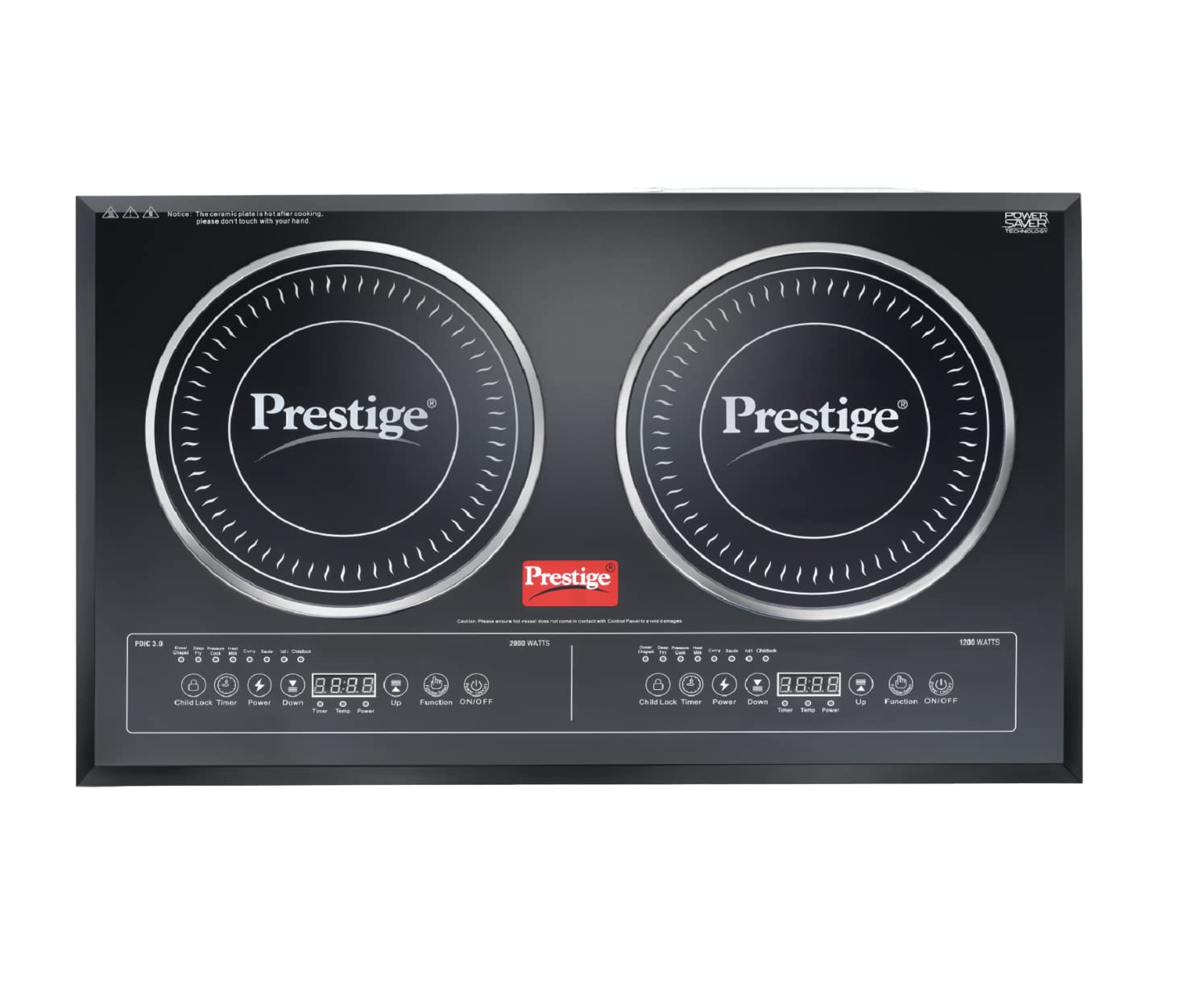 Prestige PDIC Double Induction Cooktop(3200W, Black, Burner