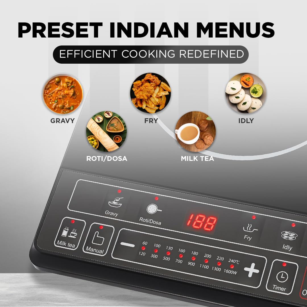 Preethi Ceramic glass Trendy Plus 116 1600-Watt Induction Cooktop (Black)