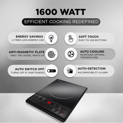 Preethi Ceramic glass Trendy Plus 116 1600-Watt Induction Cooktop (Black)