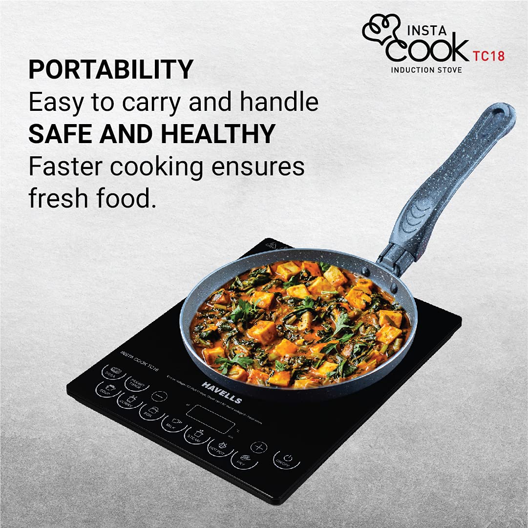 Havells Induction Cooktop Tc 18 1800 Watt (Crystal Glass, Black) (Ghcicdqk180)