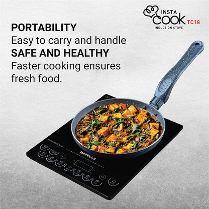 Havells Induction Cooktop Tc 18 1800 Watt (Crystal Glass, Black) (Ghcicdqk180)