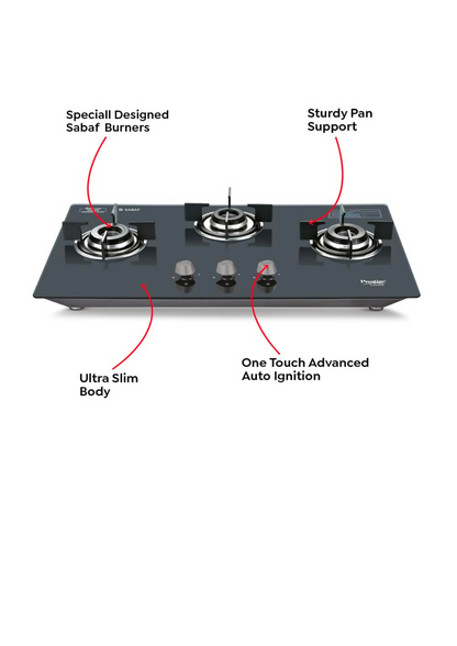 Prestige Desire Hobtop PHTD 02 AI (Toughened Glass Top, 3 Sabaf Burners, Auto Ignition) Glass Automatic Hob  (3 Burners)